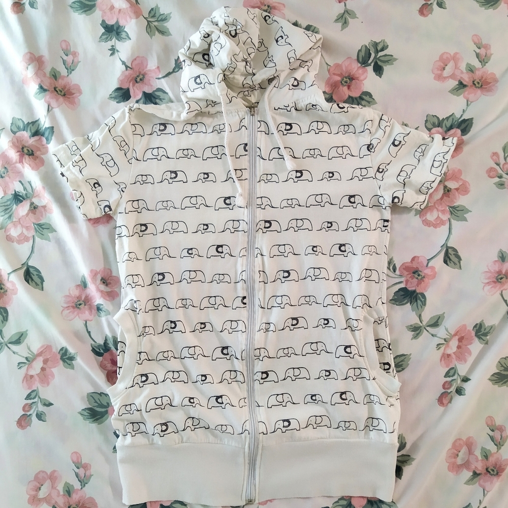 *SALE* White Elephant Short Sleeve Hoodie Zipup